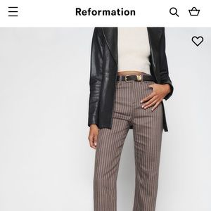 NWT Reformation Wilder High Rise Wide Leg Jeans — Cacao Pinstripe